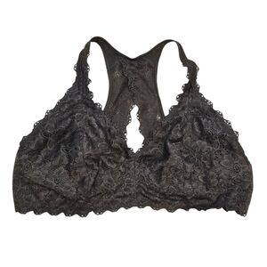 Black Bow Dark Gray Lace Bralette